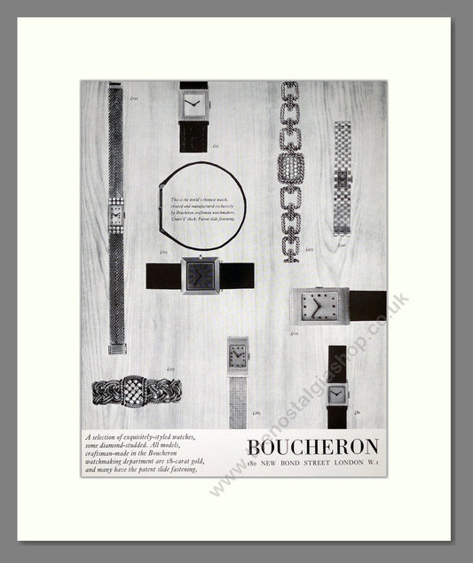 Boucheron - World's Thinnest Watch. Vintage Advert 1963 (ref AD62478)