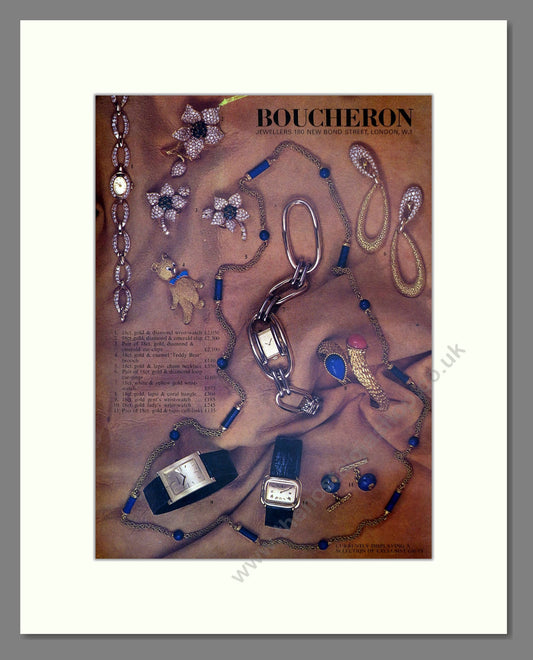 Boucheron - Various Watches And Jewelry. Vintage Advert 1970 (ref AD62479)