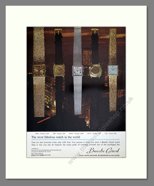 Bueche Girod - Gold Watches. Vintage Advert 1965 (ref AD62483)