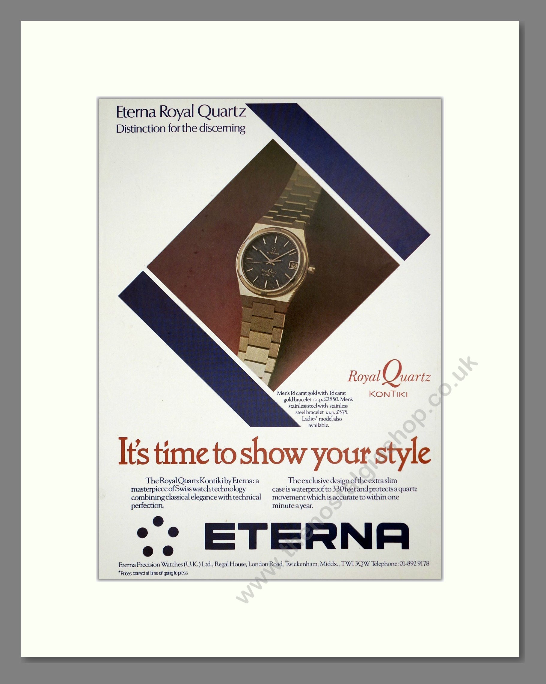 Eterna - Royal Quartz. Vintage Advert 1978 (ref AD62500)