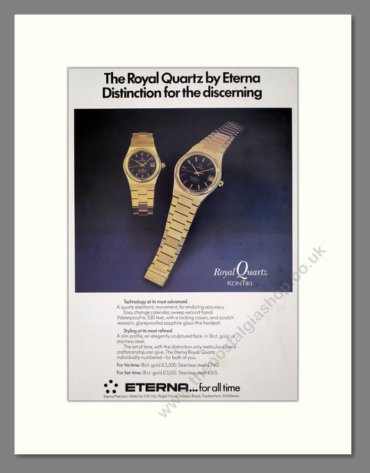 Eterna - Royal Quartz. Vintage Advert 1979 (ref AD62503)