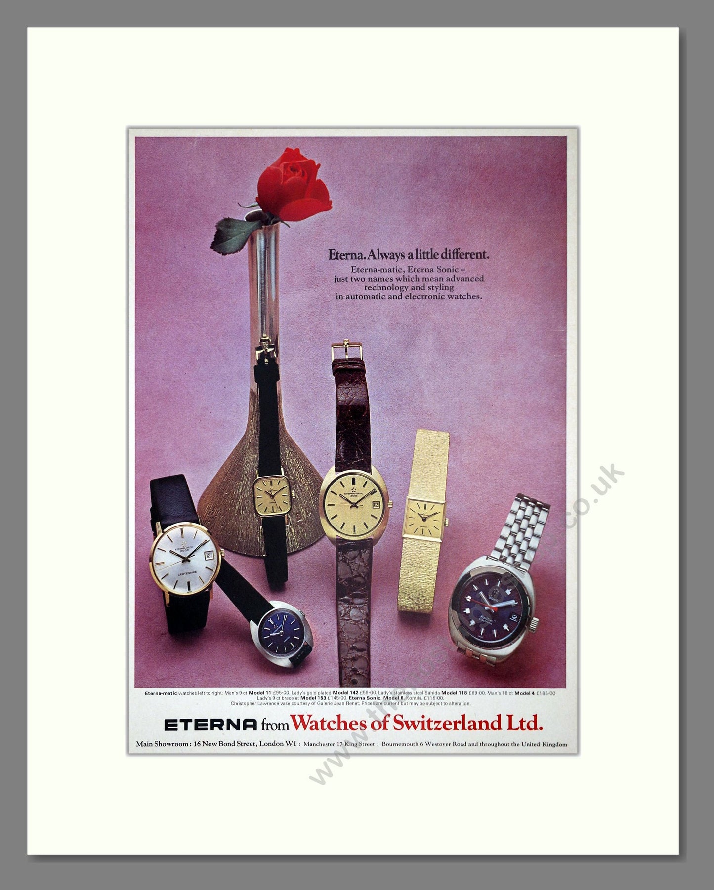 Eterna - Various Watches. Vintage Advert 1973 (ref AD62507)