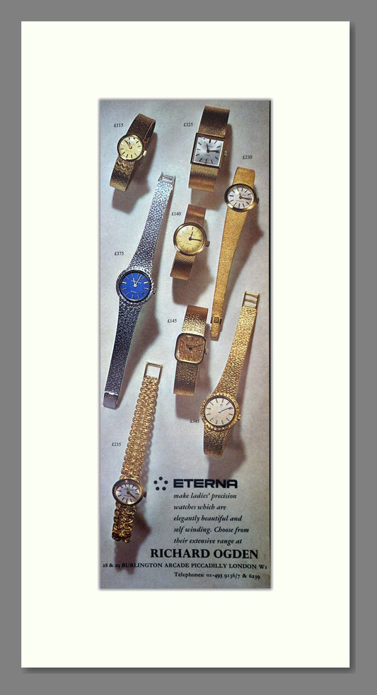 Eterna - Various Watches. Vintage Advert 1972 (ref AD62509)