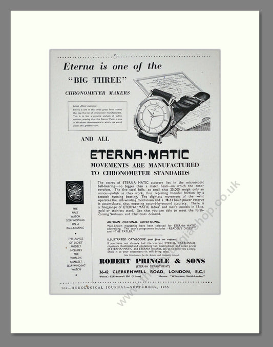 Eterna - Eterna-matic. Vintage Advert 1955 (ref AD62510)