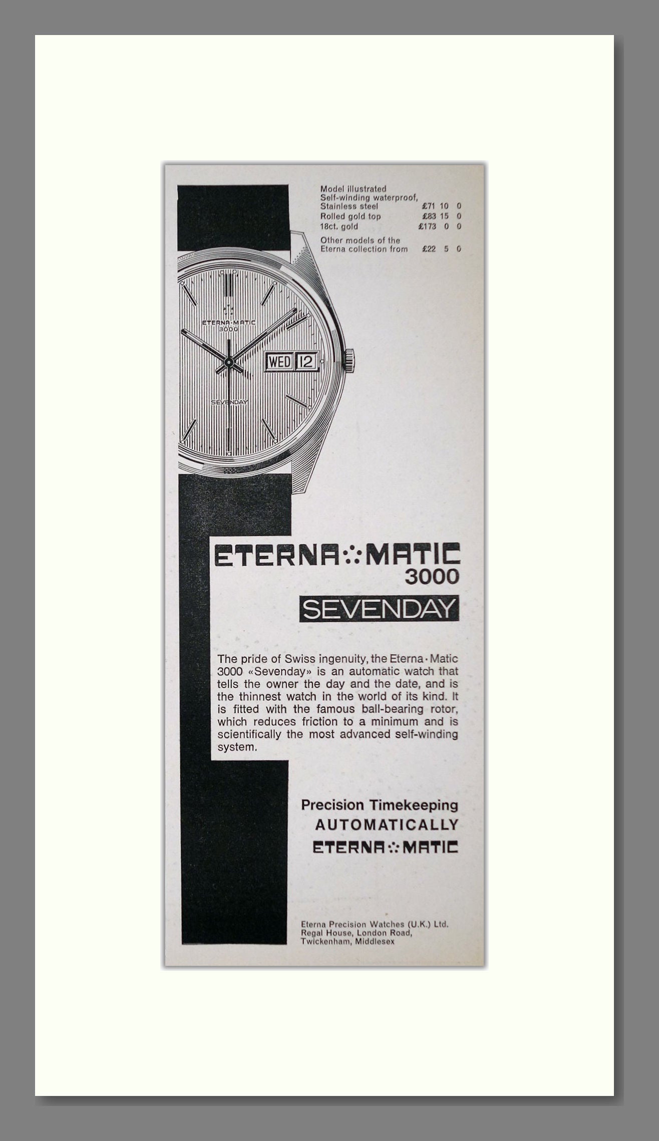 Eterna - Eterna-matic. Vintage Advert 1969 (ref AD62513)