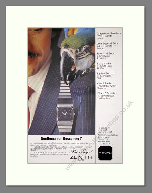 Zenith - Port Royal. Vintage Advert 1980 (ref AD62520)