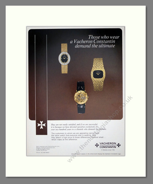 Vacheron Constantin - Gold Watches. Vintage Advert 1976 (ref AD62534)