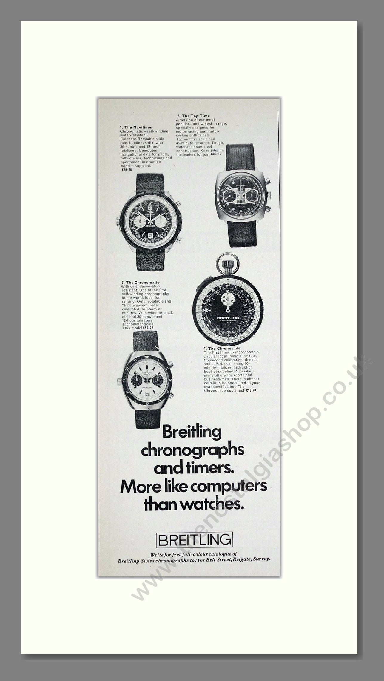 Breitling - Chronograph. Vintage Advert 1972 (ref AD62541)