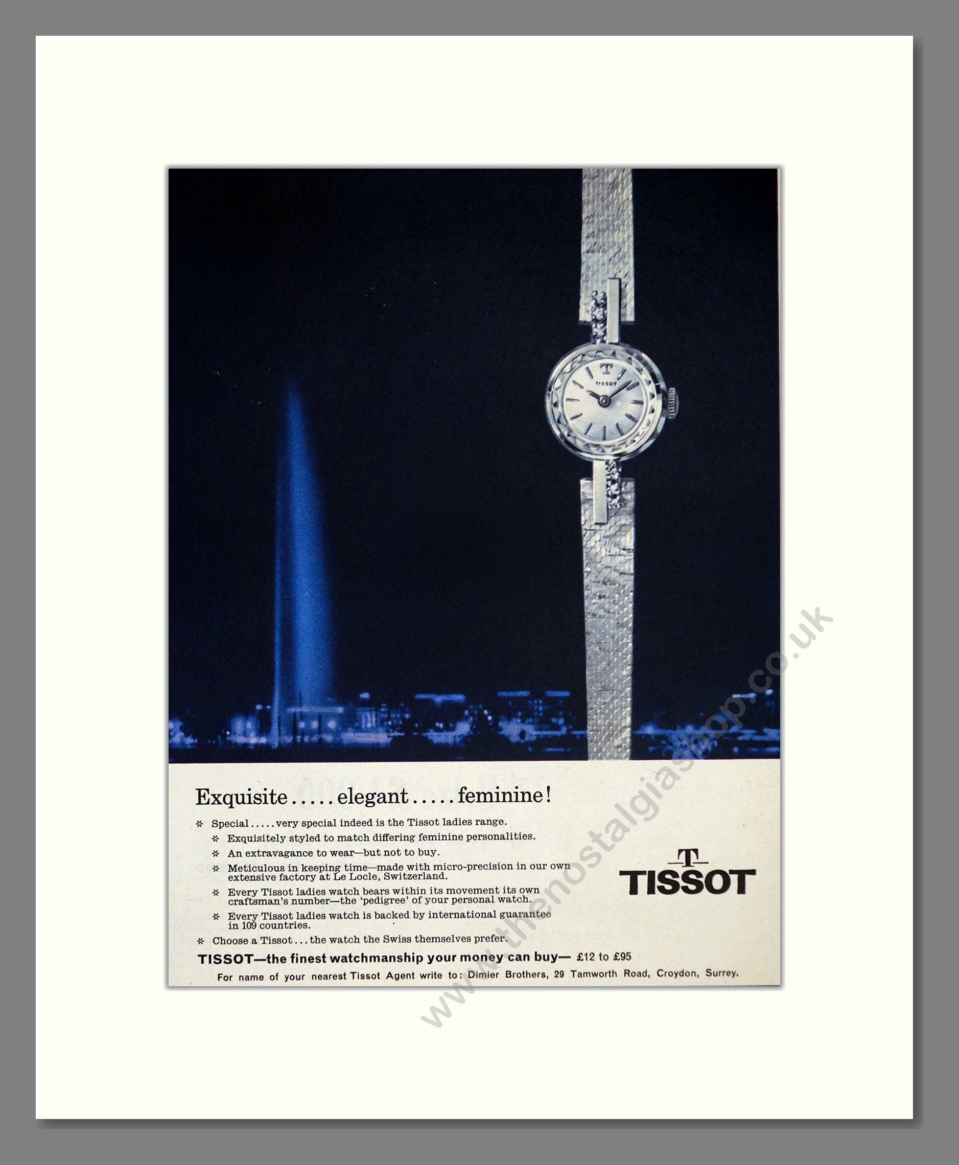 Tissot - Ladies Range. Vintage Advert 1965 (ref AD62546)