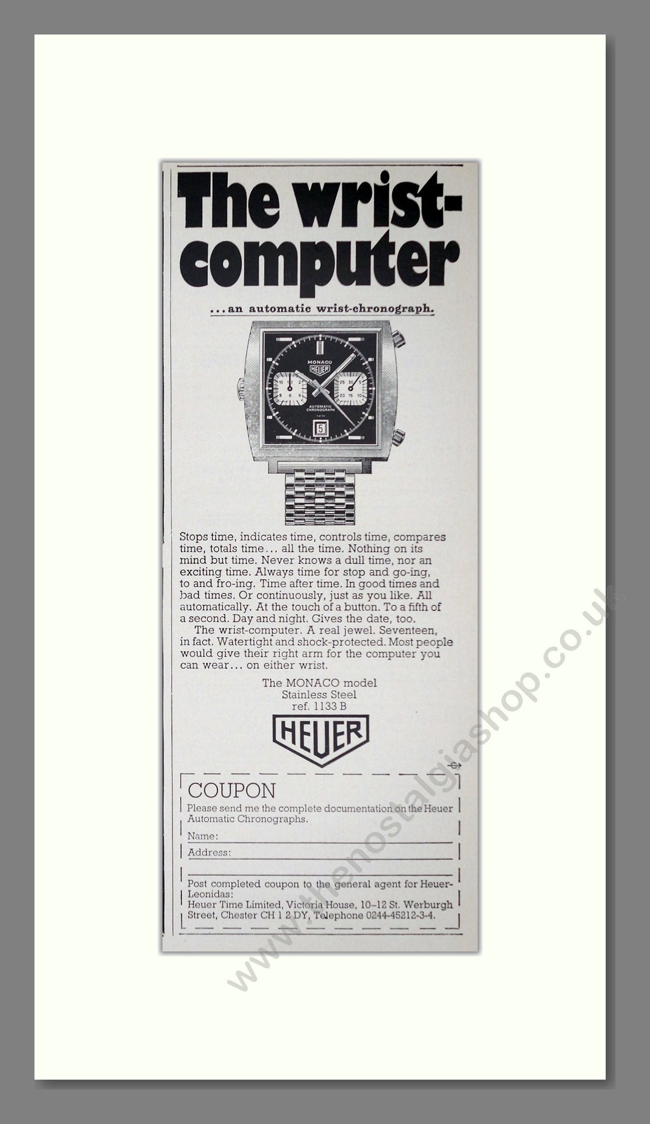 Heuer - Wrist Computer. Vintage Advert 1971 (ref AD62566)