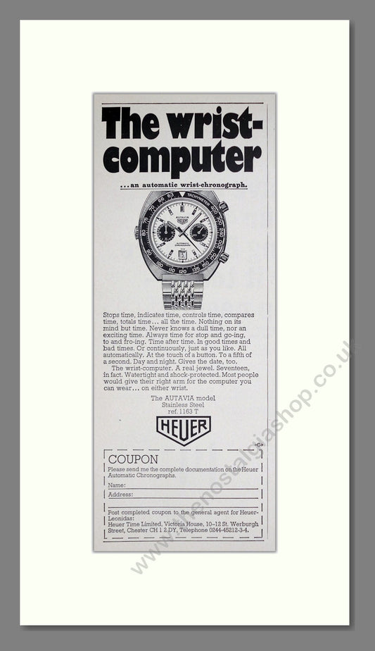 Heuer - Wrist Computer. Vintage Advert 1971 (ref AD62569)