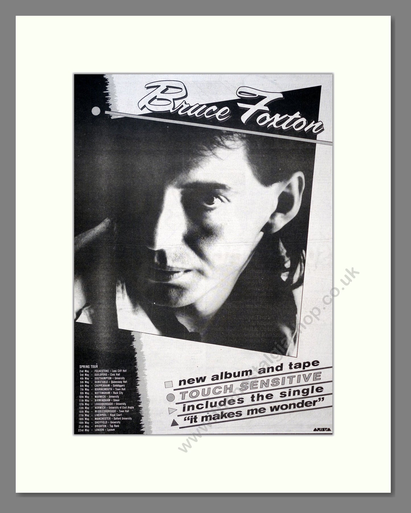 Bruce Foxton - Touch Sensitive. Vintage Advert 1984 (ref AD18764)