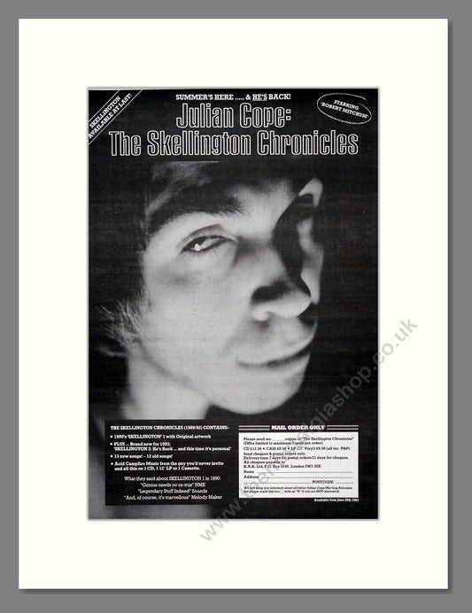 Julian Cope - The Skellington Chronicles. Vintage Advert 1993 (ref AD18796)