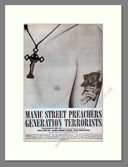 Manic Street Preachers - Generation Terrorists. Vintage Advert 1992 (ref AD18823)