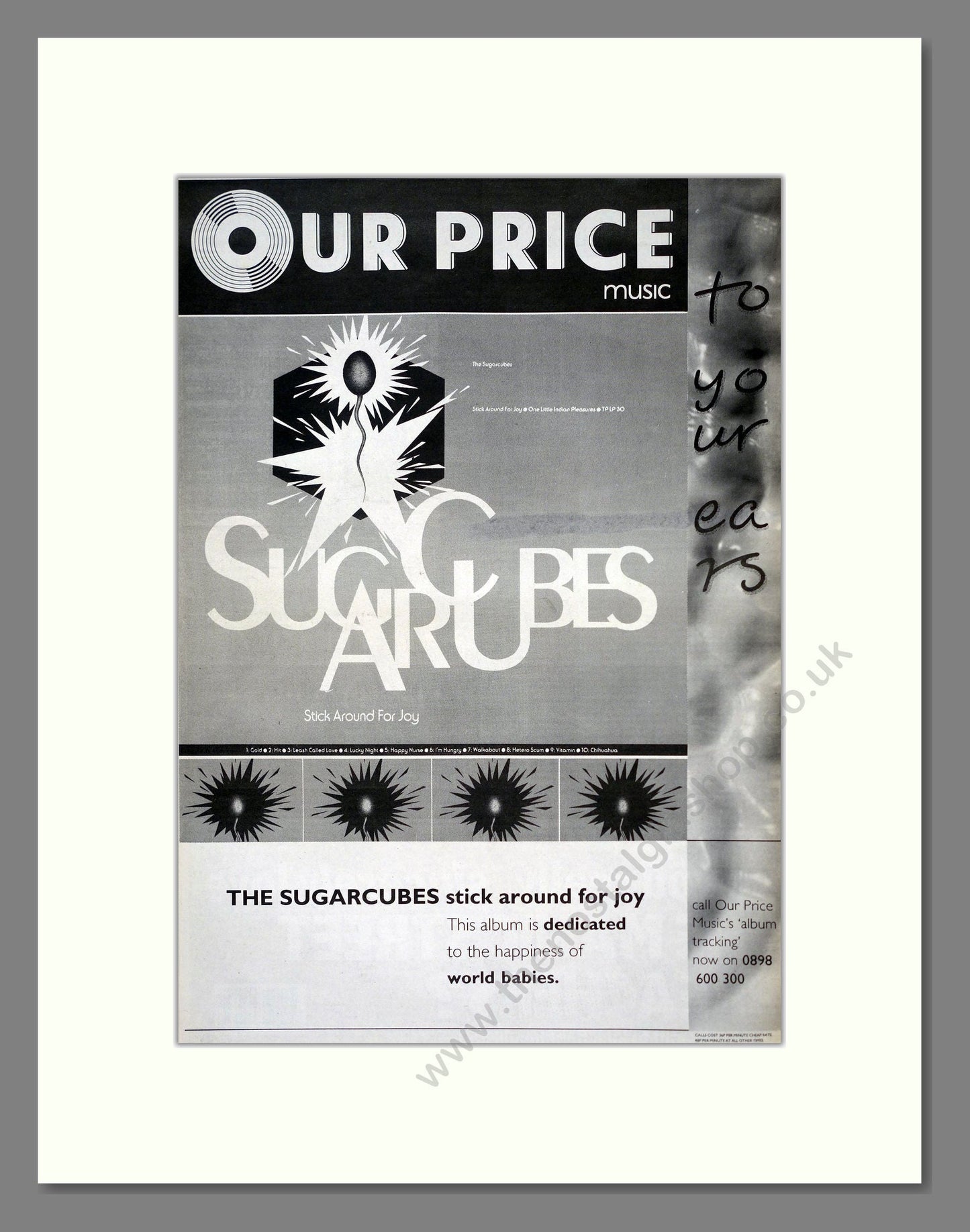 Sugarcubes - Stick Around For Joy. Vintage Advert 1992 (ref AD18824)