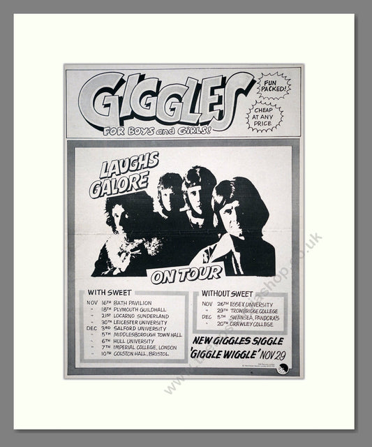 Giggles - UK Tour (with Sweet). Vintage Advert 1974 (ref AD18853)