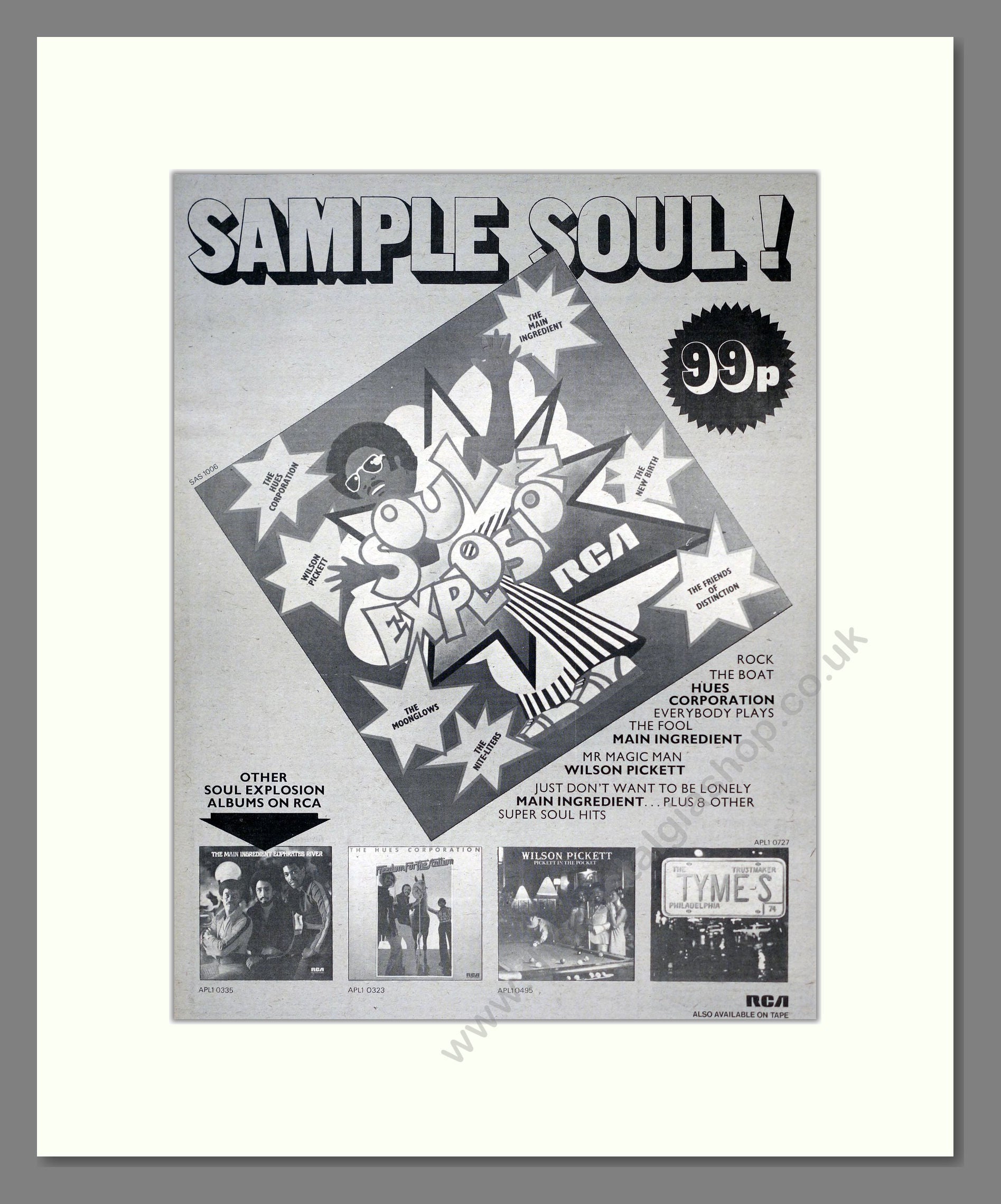 Various Artists - Soul Explosion. Vintage Advert 1974 (ref AD18857)