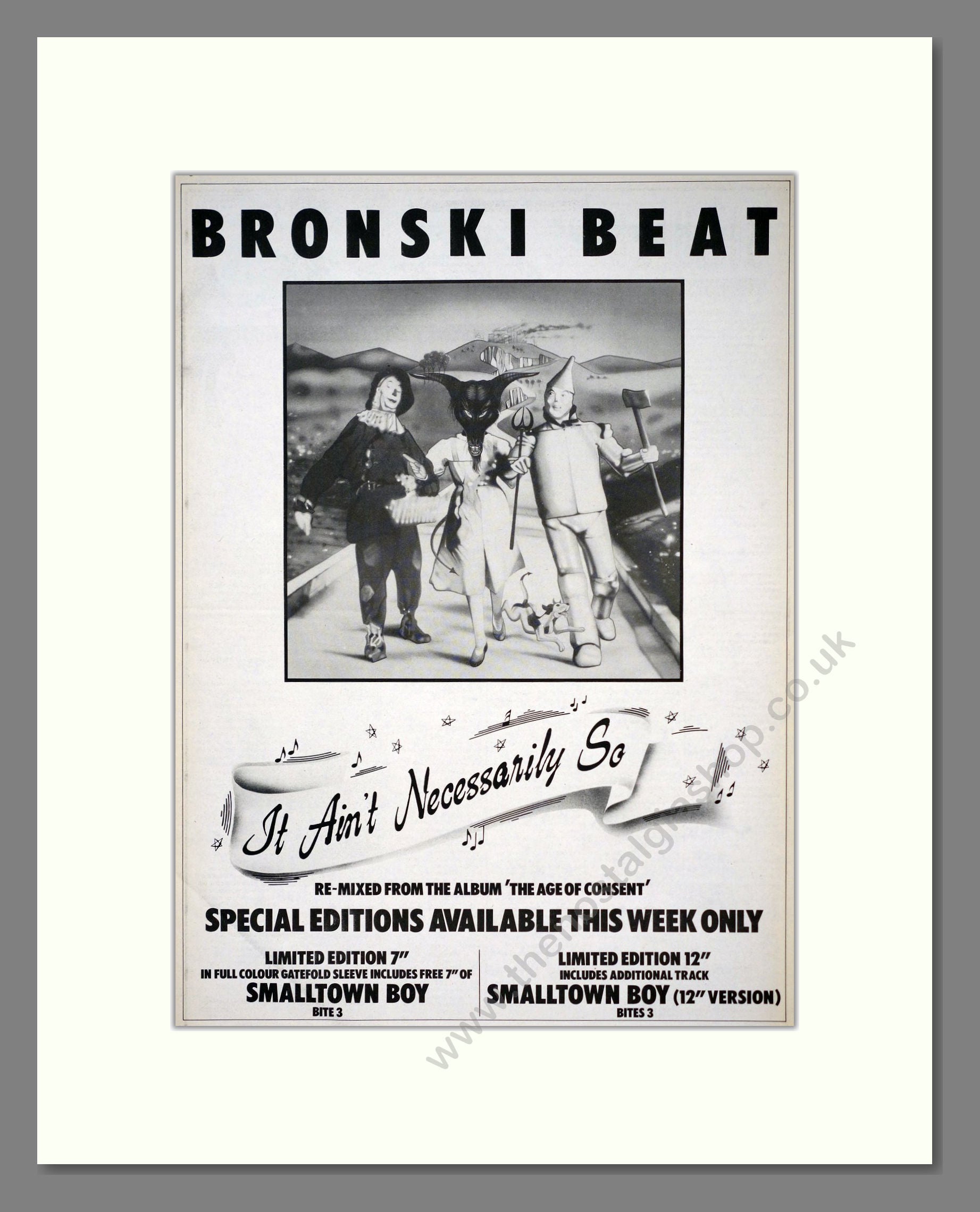 Bronski Beat - It Ain't Necessarily So. Vintage Advert 1984 (ref AD18861)