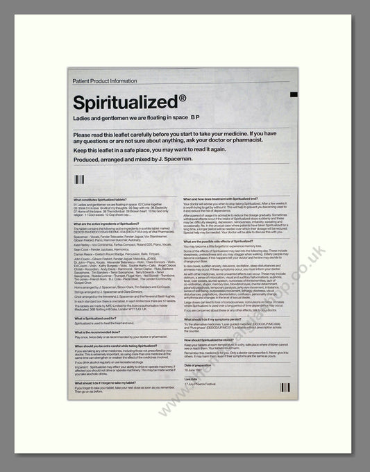 Spiritualized - Tablets / Medicine. Vintage Advert 1997 (ref AD18871)