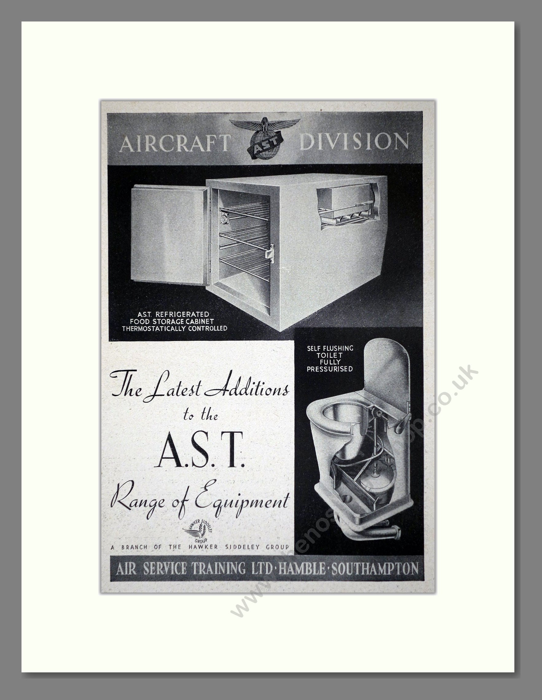 Air Service Training - Food Storage and Pressurised Toilet. Vintage Advert 1948 (ref AD62801)