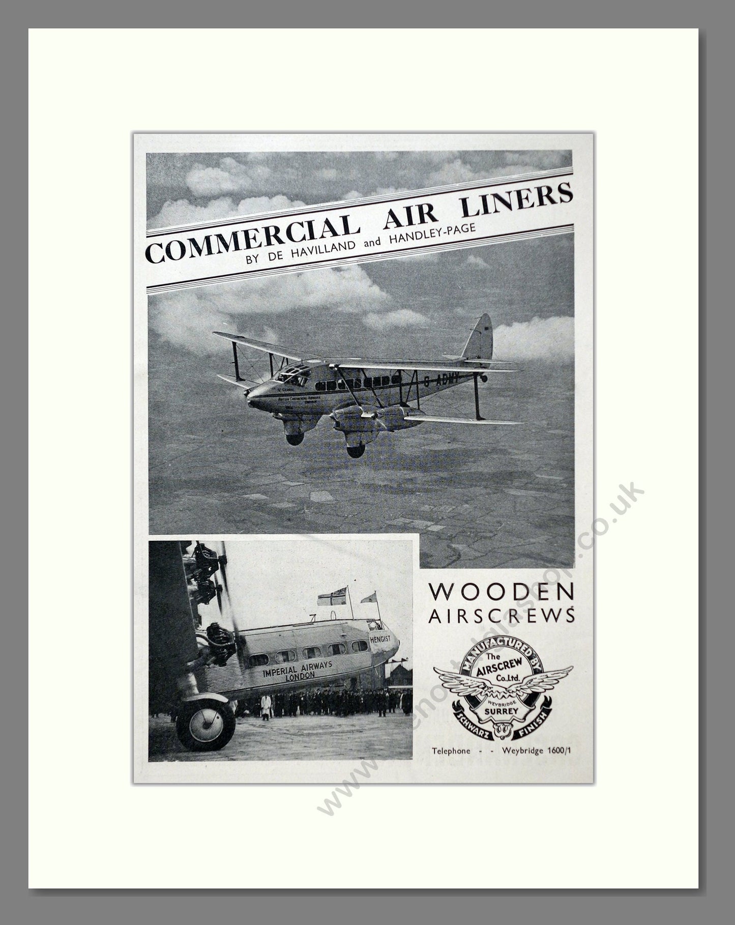 Airscrew Company - Commercial Air Liners. Vintage Advert 1936 (ref AD63045)