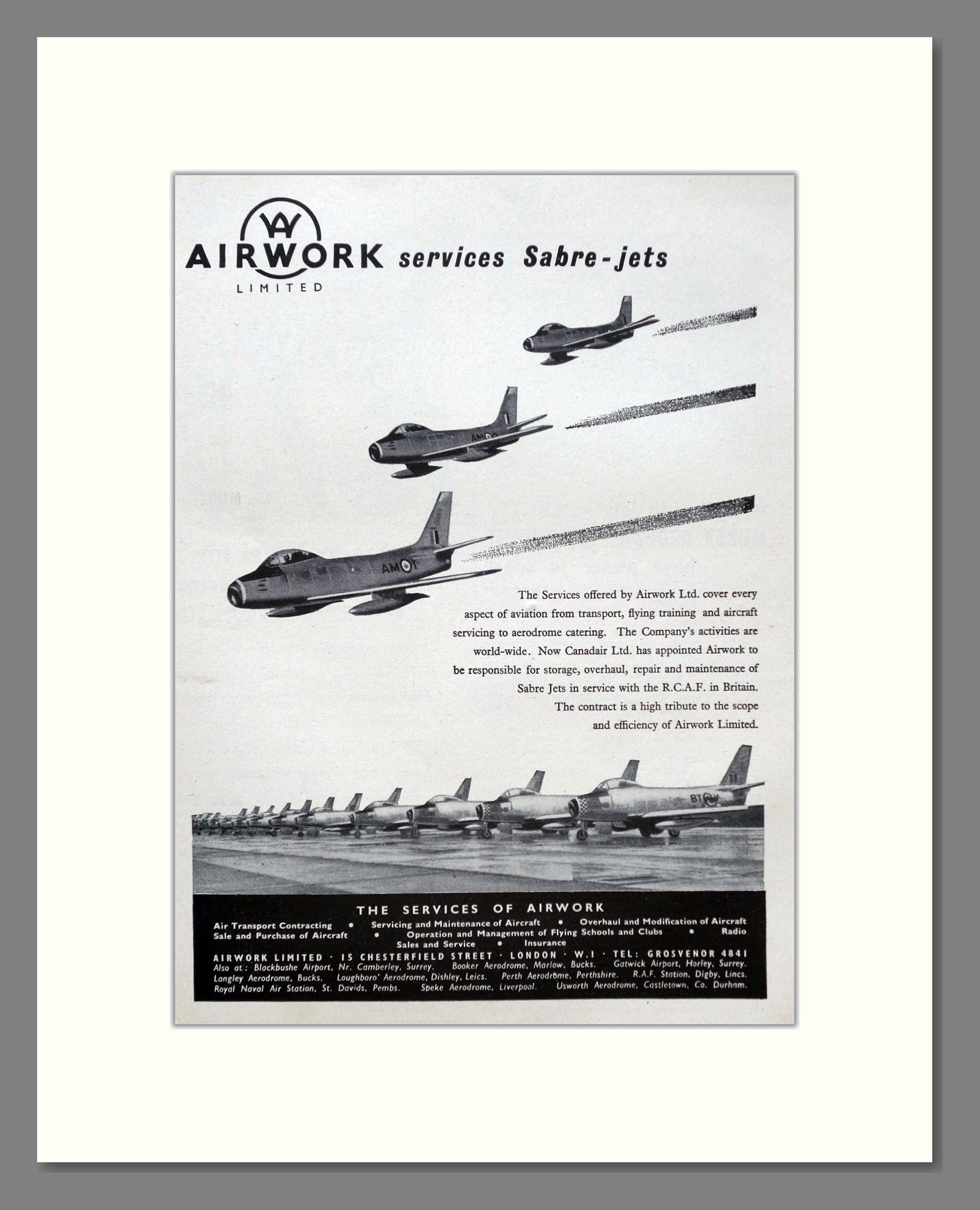 Airwork - Sabre-Jets. Vintage Advert 1952 (ref AD63059)