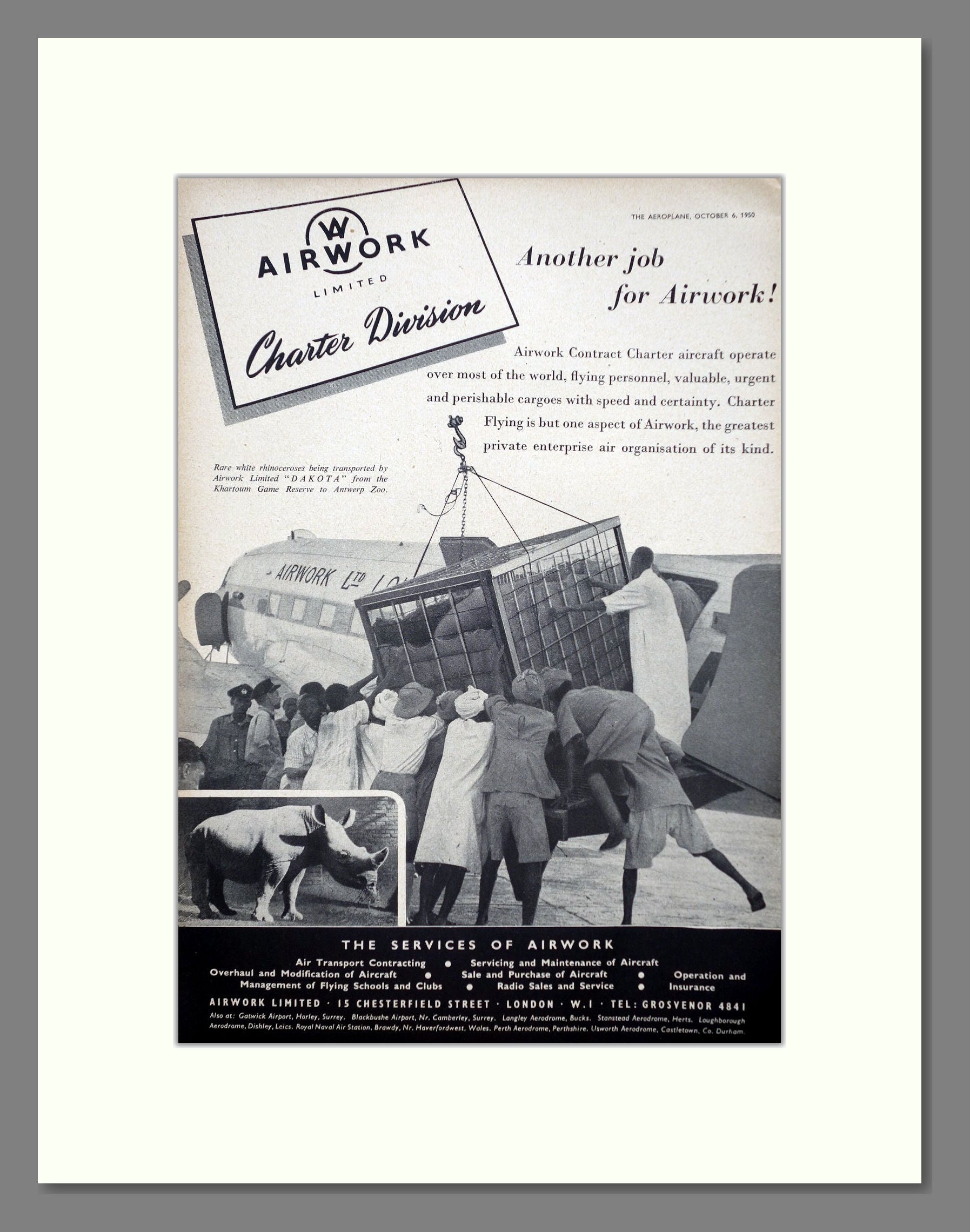 Airwork - Charter Division. Vintage Advert 1950 (ref AD63066)