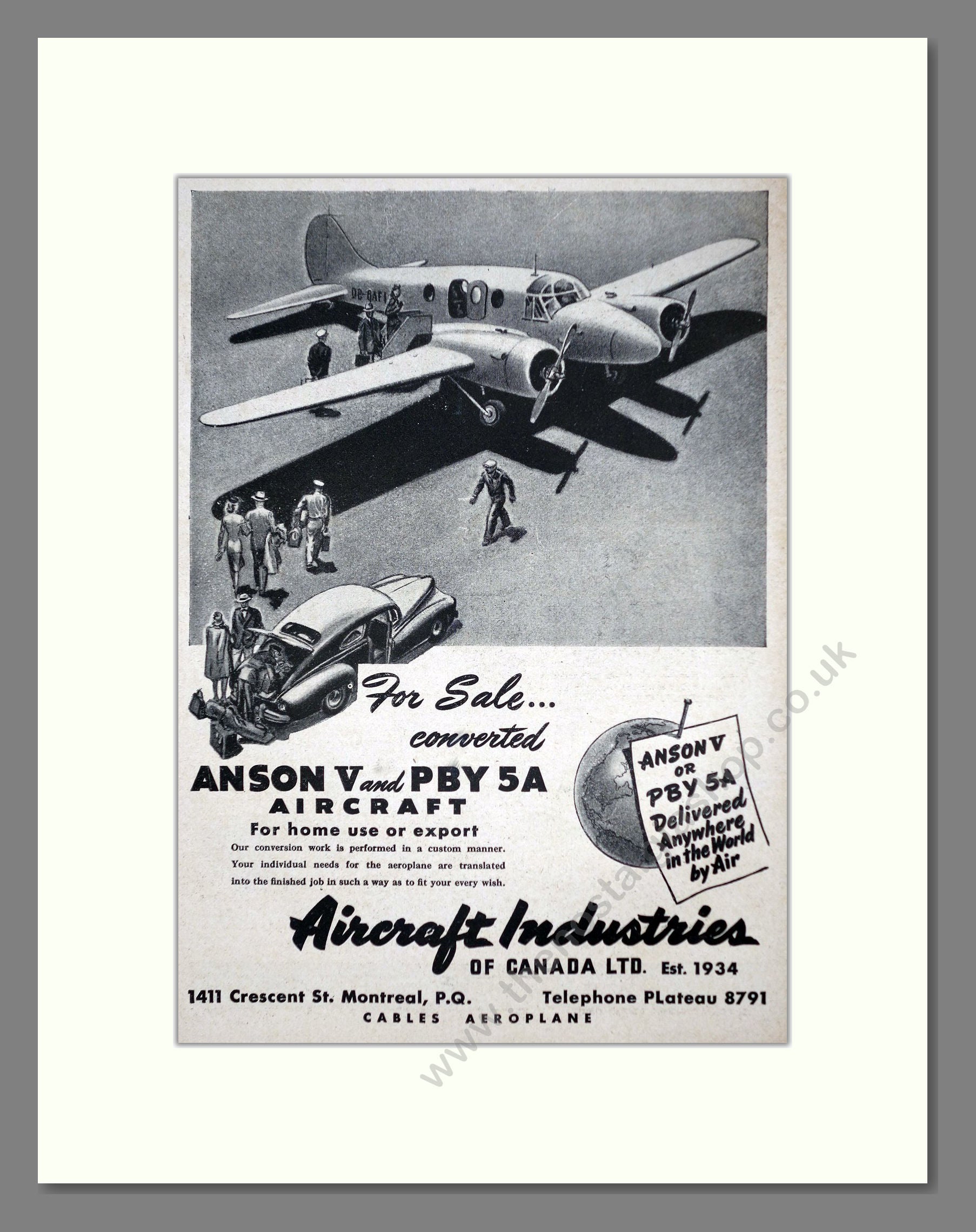 Aircraft Industries Of Canada - Anson V / PBY 5A. Vintage Advert 1947 (ref AD63084)