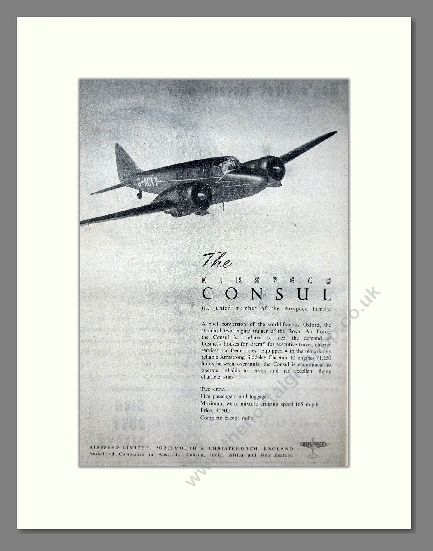 Airspeed Limited - Consul. Vintage Advert 1946 (ref AD63093)