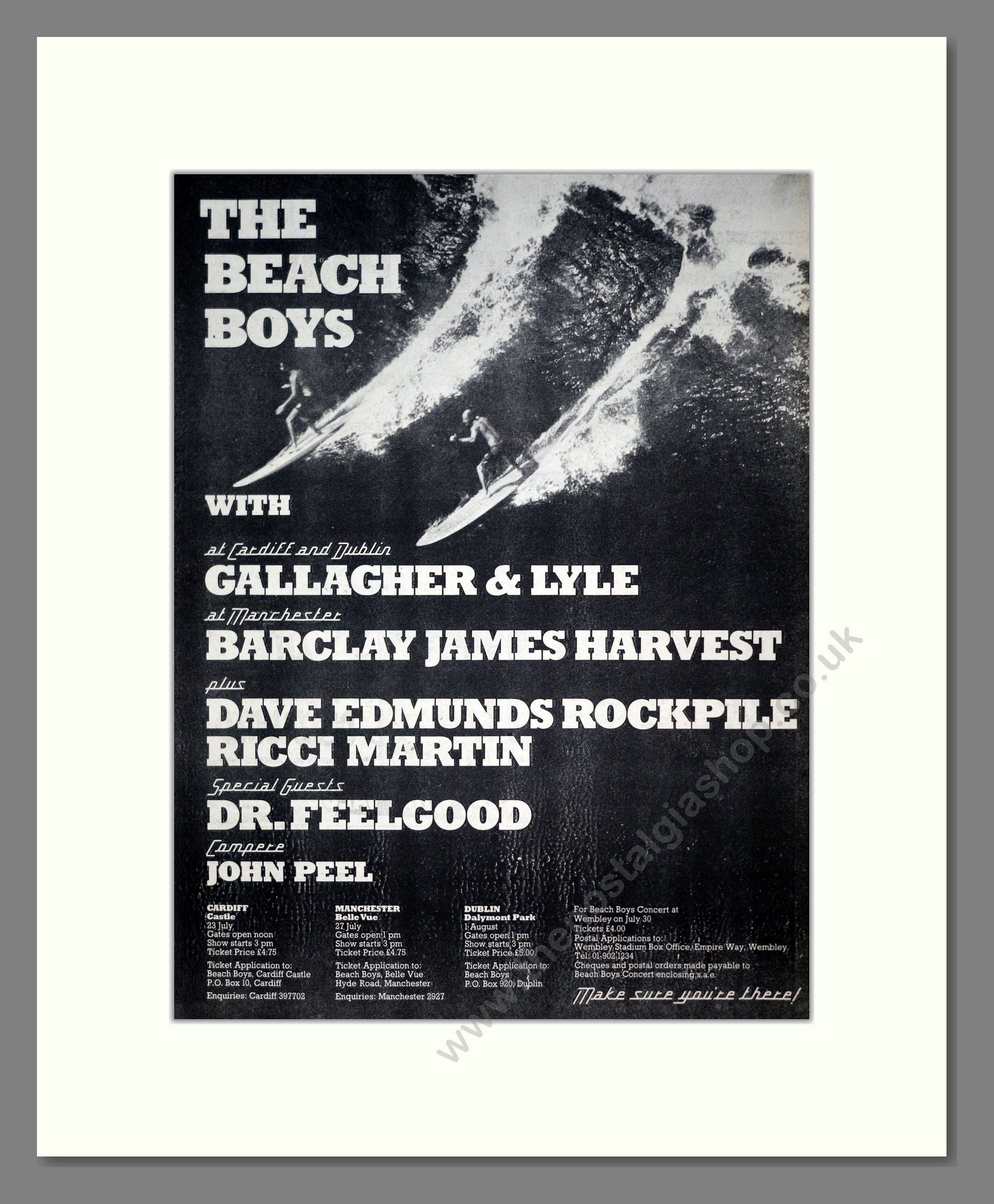 Beach Boys (The) - UK Tour. Vintage Advert 1977 (ref AD18984)