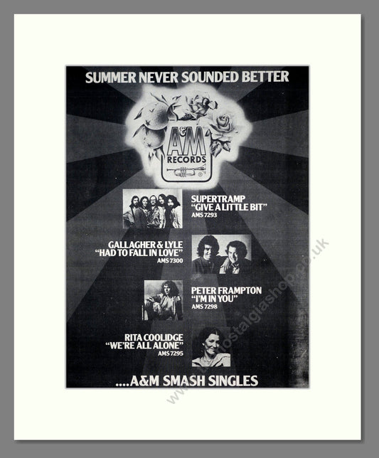 Various Artists - A&M Records. Vintage Advert 1977 (ref AD18985)