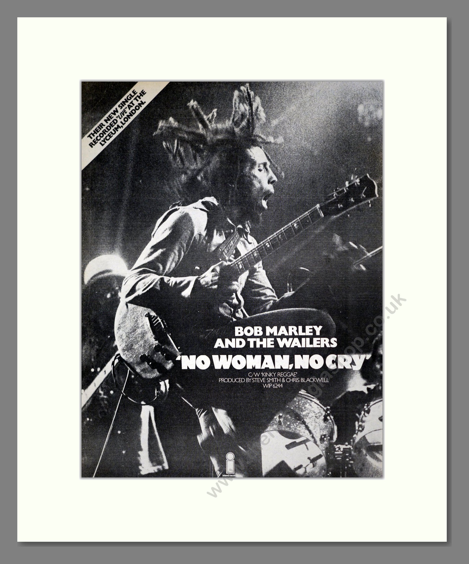 Bob Marley And The Wailers - No Woman No Cry. Vintage Advert 1975 (ref AD19005)