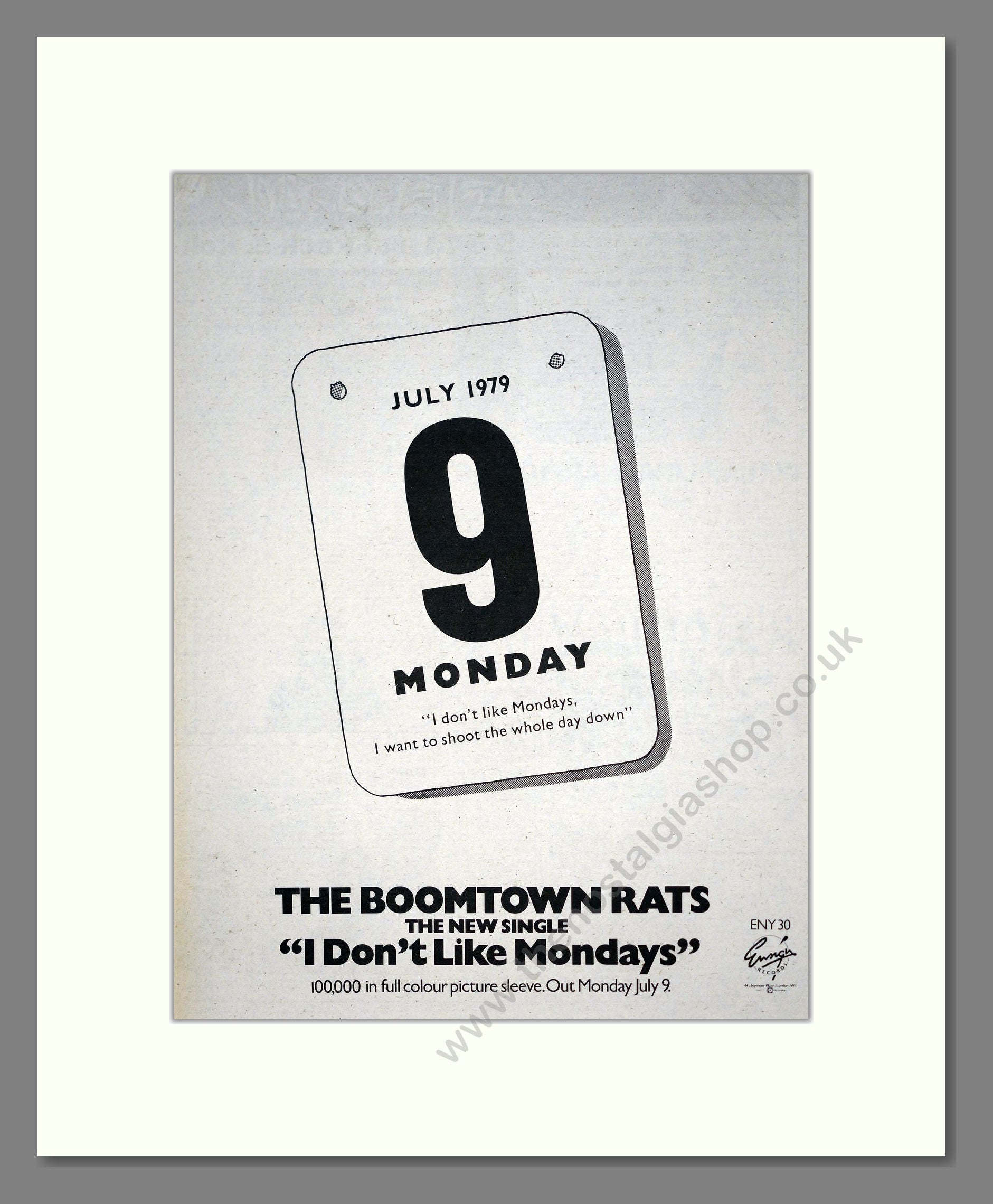 Boomtown Rats (The) - I Don’t Like Mondays. Vintage Advert 1979 (ref AD19029)