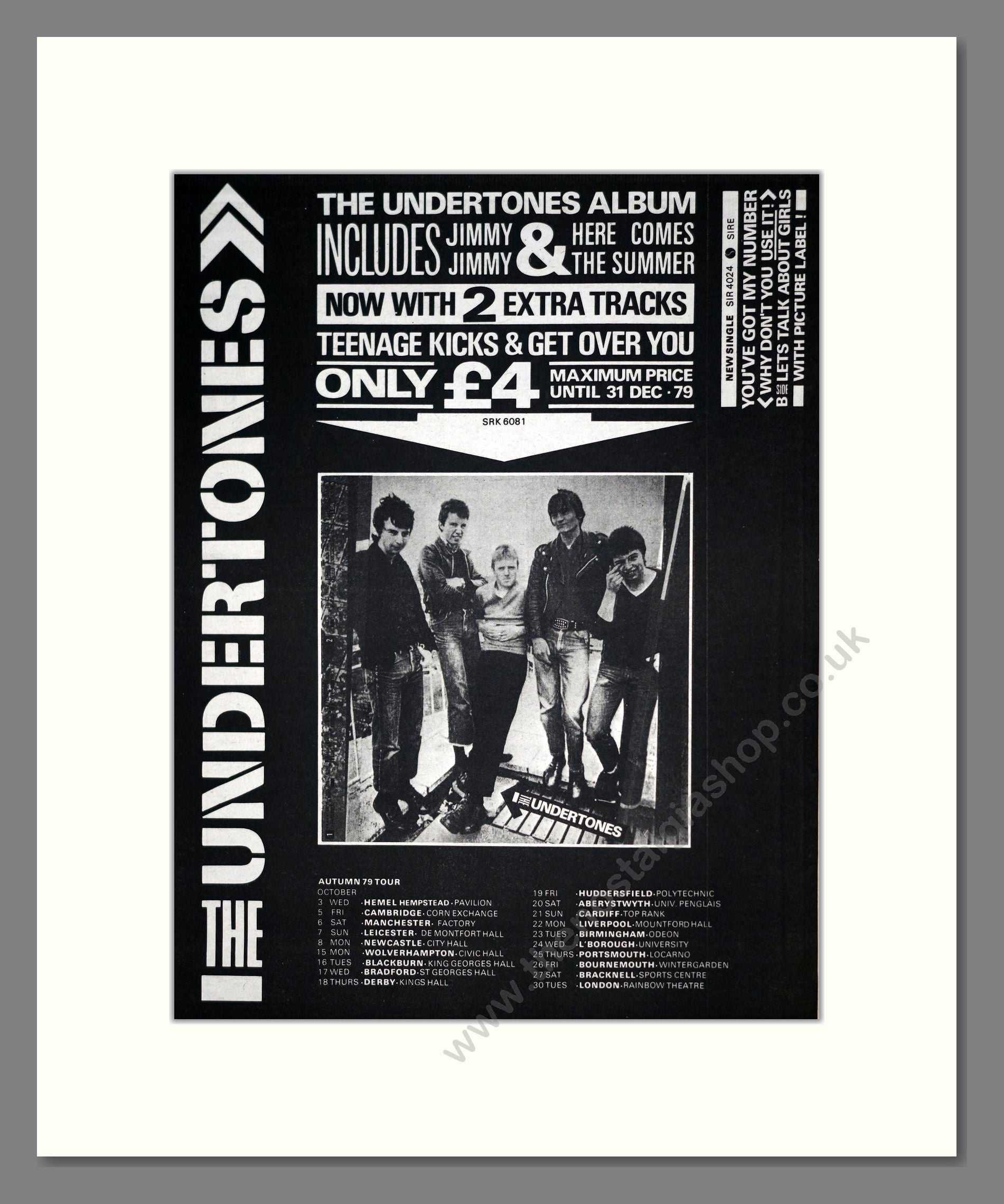 Undertones (The) - UK Tour. Vintage Advert 1979 (ref AD19046)