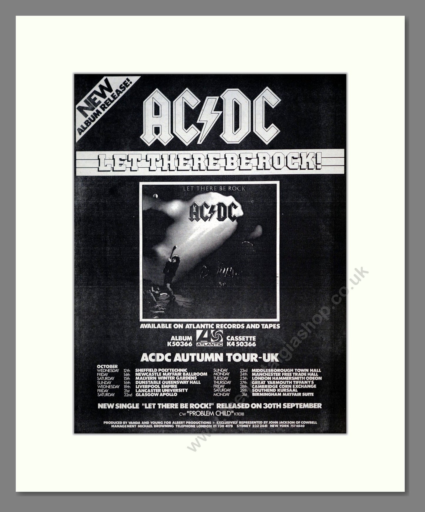 AC DC - Let There Be Rock. Vintage Advert 1977 (ref AD19058)