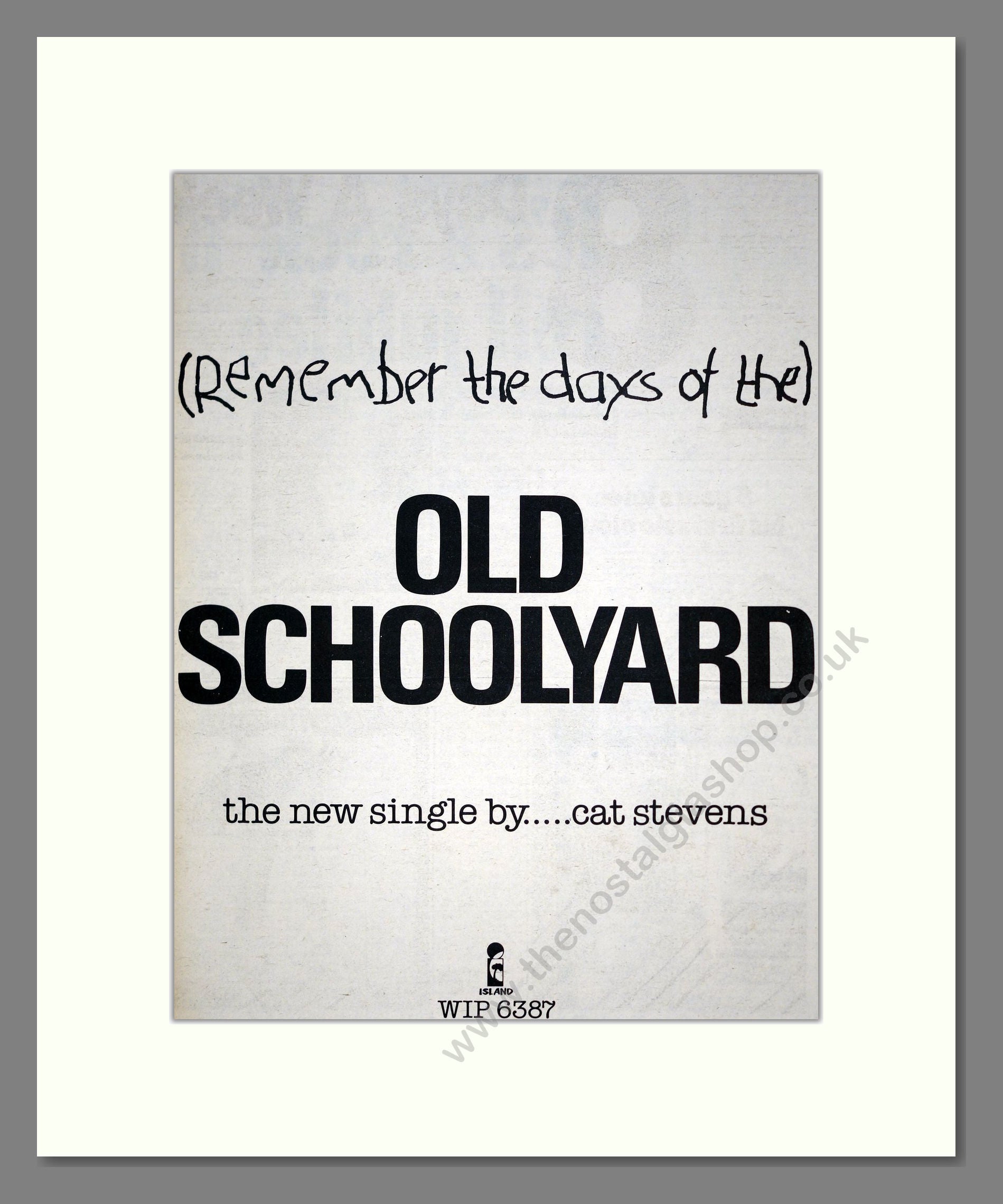 Cat Stevens - Old Schoolyard. Vintage Advert 1977 (ref AD19068)