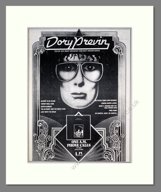 Dory Previn - One A.M Phone calls. Vintage Advert 1977 (ref AD19071)