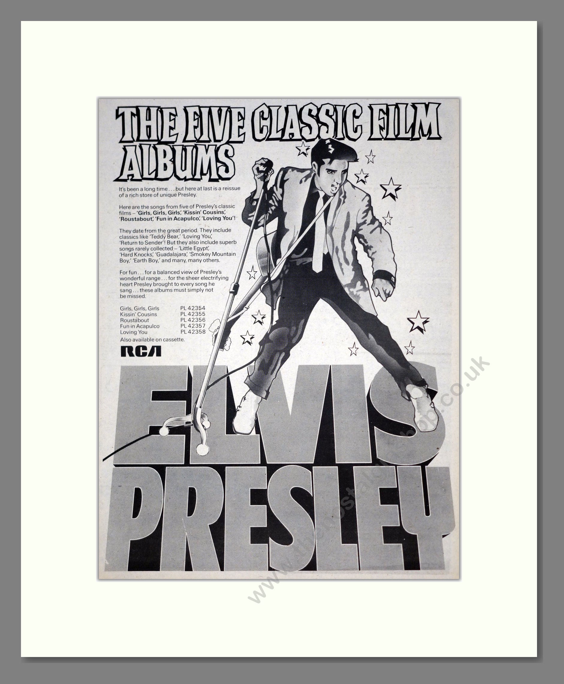 Elvis Presley - 5 Film Albums. Vintage Advert 1977 (ref AD19081)