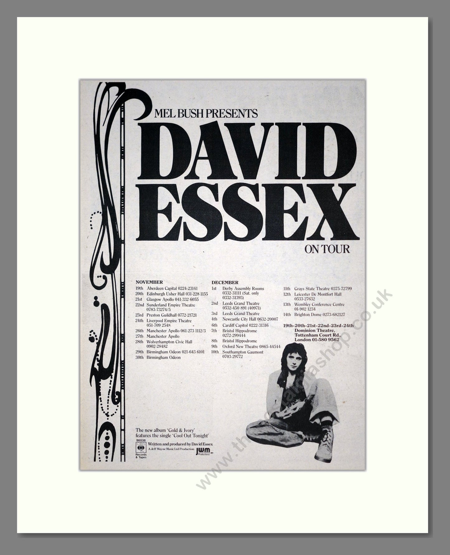 David Essex - UK Tour. Vintage Advert 1977 (ref AD19082)