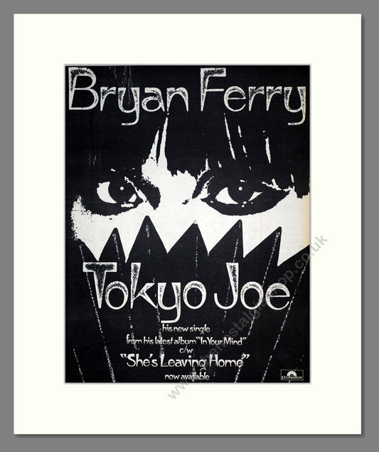 Bryan Ferry - Tokyo Joe. Vintage Advert 1977 (ref AD19092)