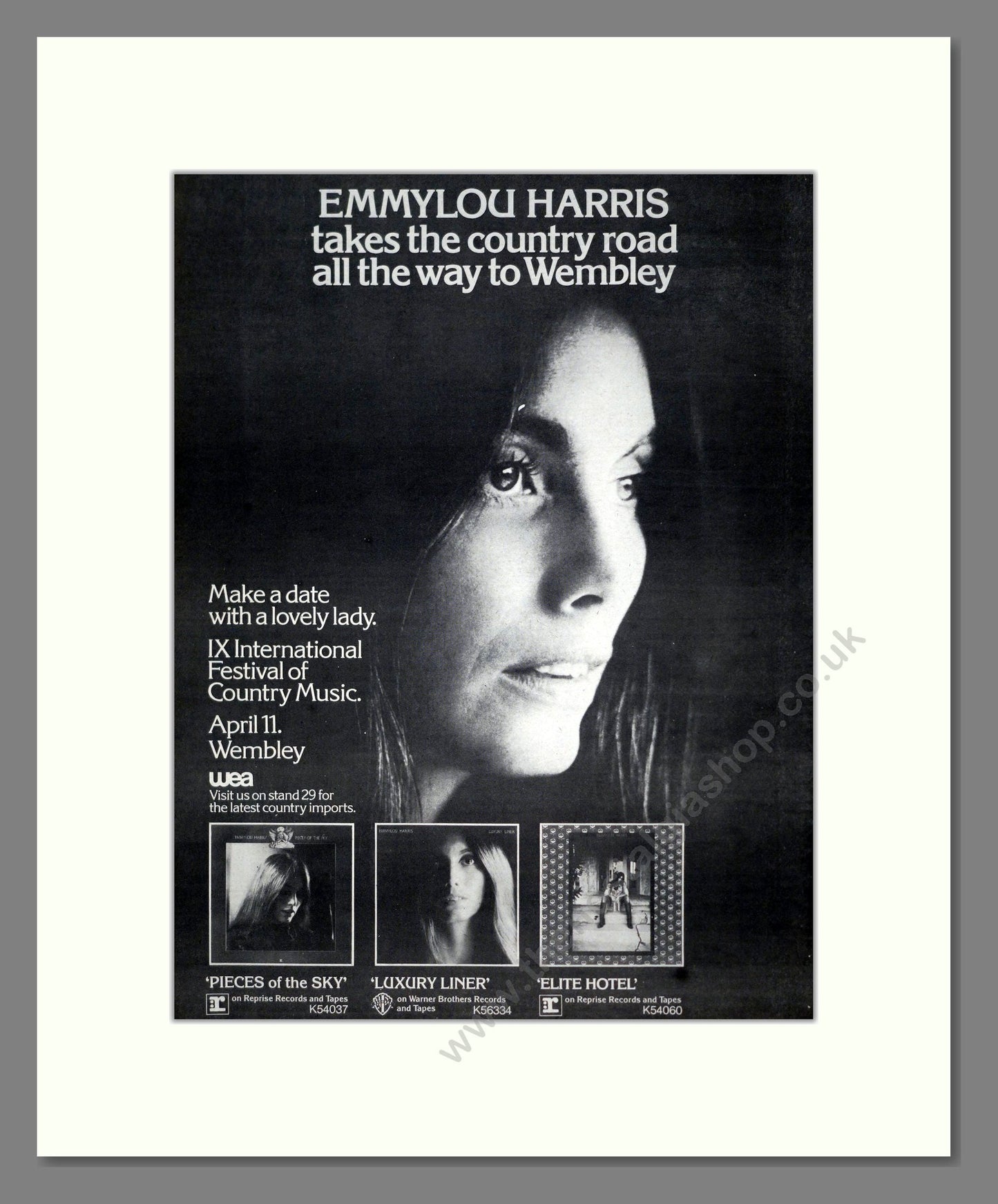 Emmylou Harris - At Wembley. Vintage Advert 1977 (ref AD19101)