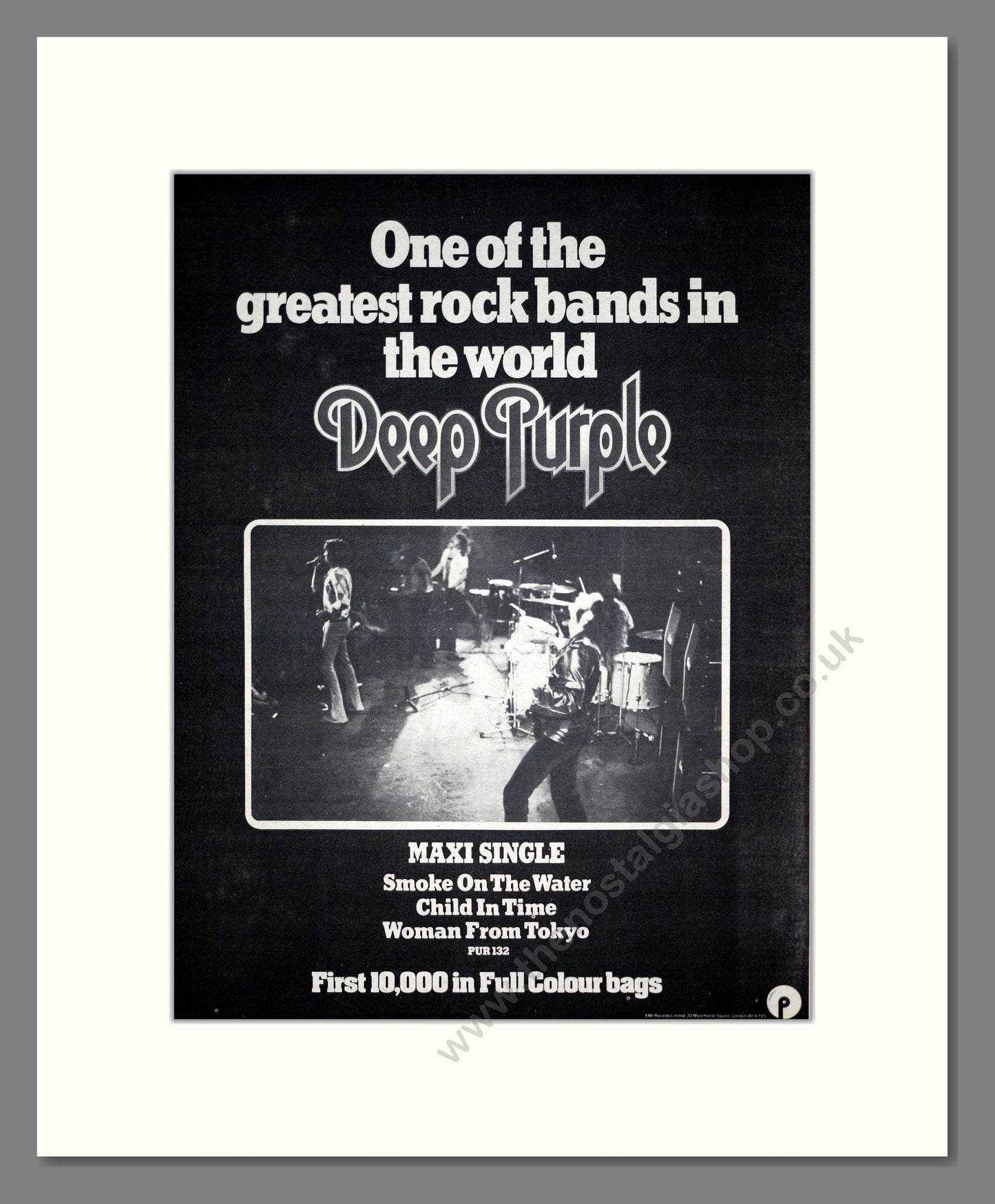 Deep Purple - Smoke On The Water. Vintage Advert 1977 (ref AD19111)