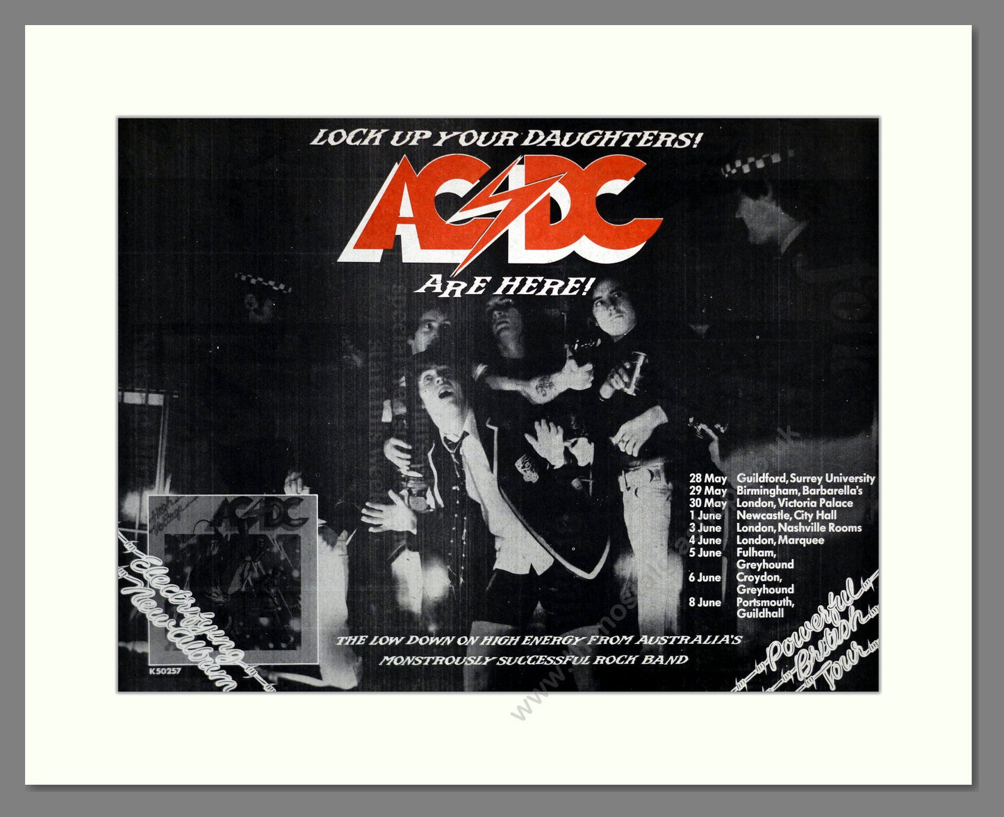 AC DC - Lock Up Your Daughters UK Tour. Vintage Advert 1976 (ref AD19138)