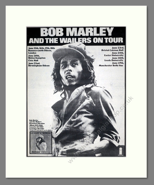 Bob Marley And The Wailers - UK Tour. Vintage Advert 1976 (ref AD19159)