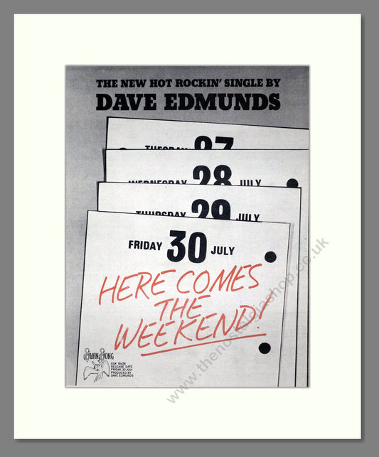 Dave Edmunds - Here Comes The Weekend. Vintage Advert 1976 (ref AD19167)