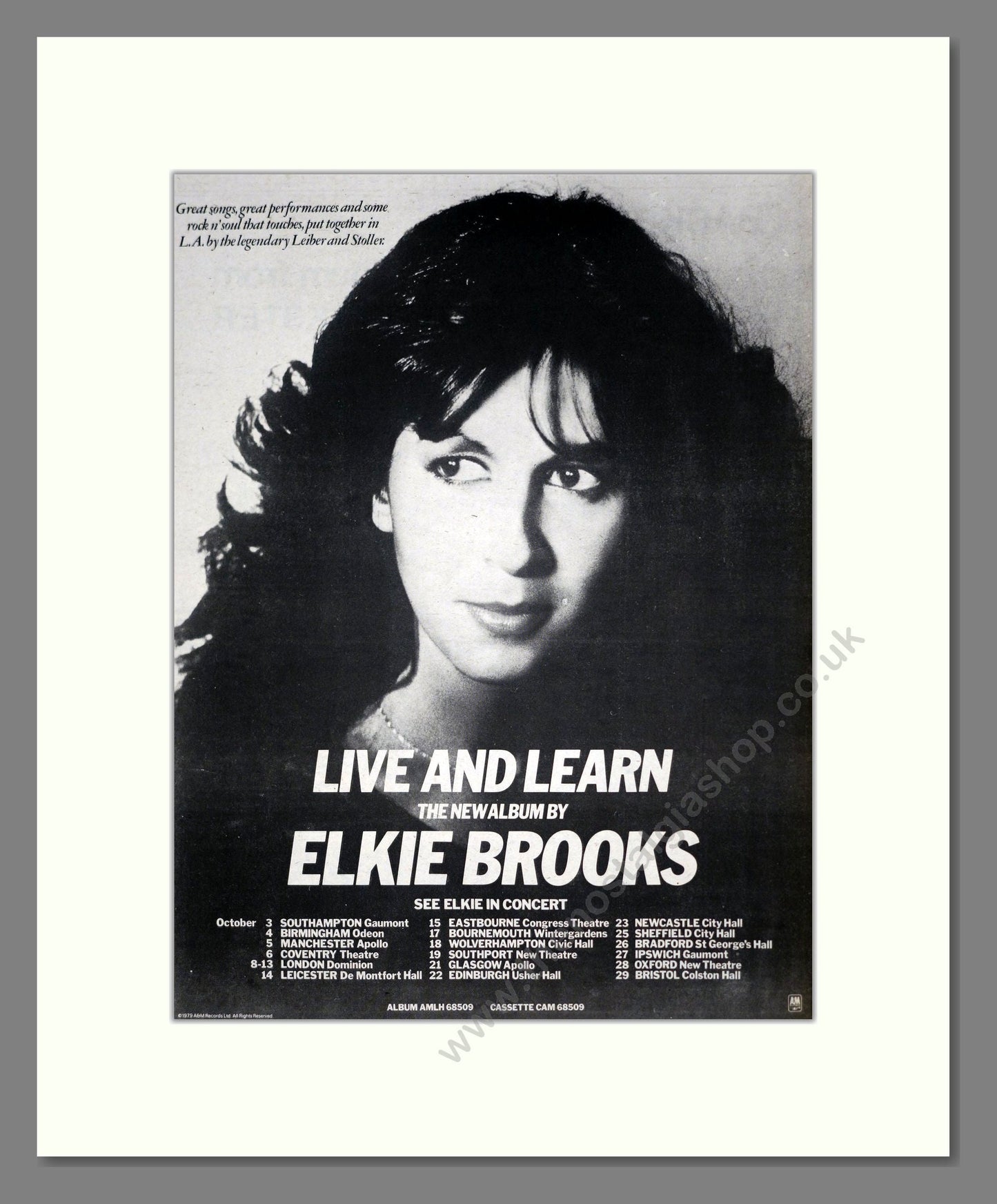 Elkie Brooks - Live And Learn. Vintage Advert 1979 (ref AD19177)