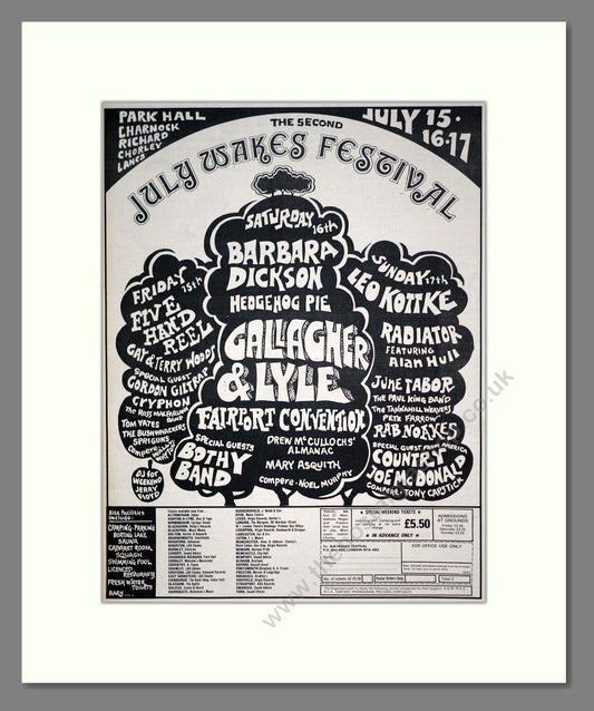 Various Artists - July Wakes Festival. Vintage Advert 1977 (ref AD19189)