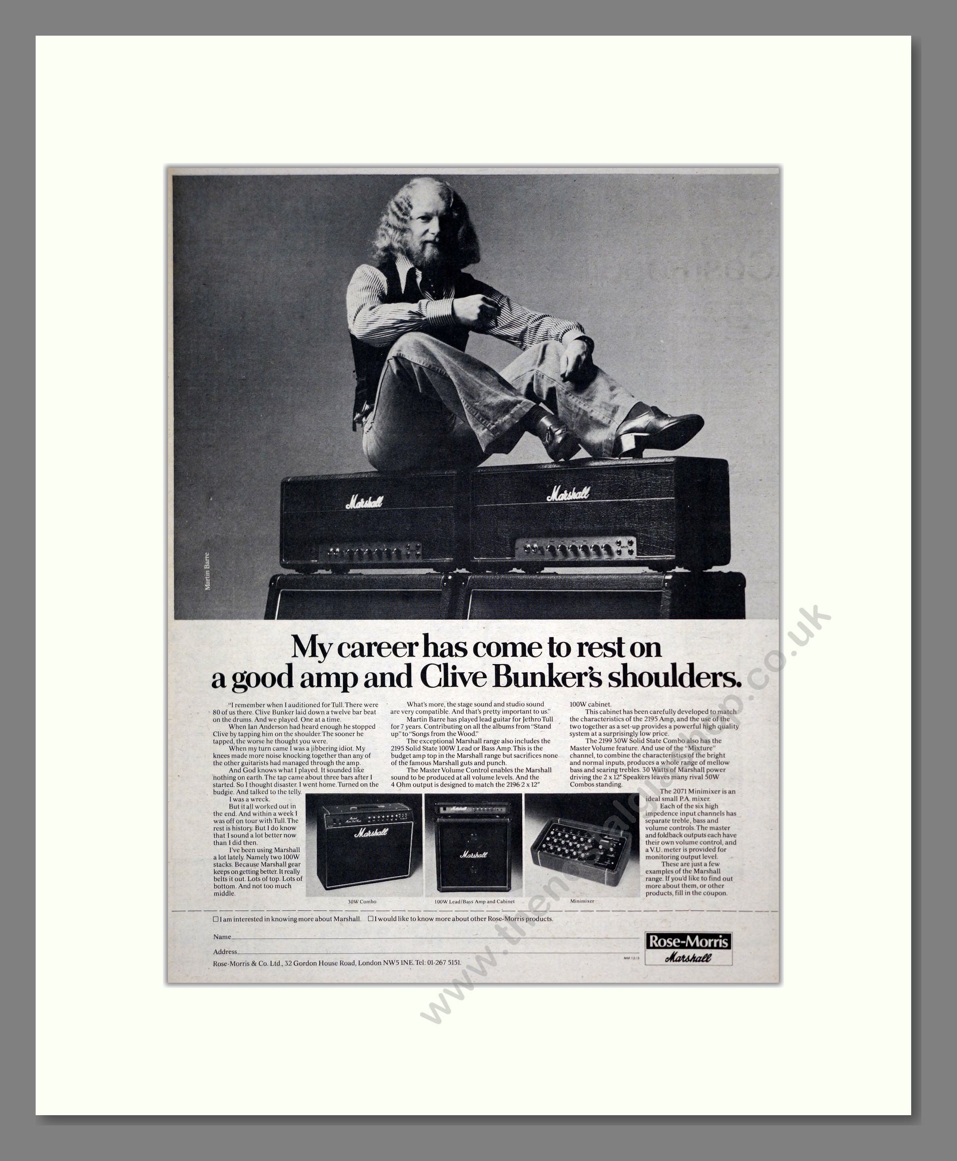 Clive Bunker - Marshall Amps. Vintage Advert 1977 (ref AD19193) – The ...