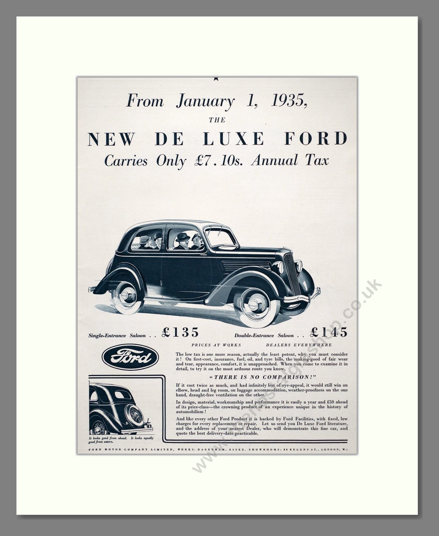 Ford De Luxe. Original Advert 1934 (ref AD302317)