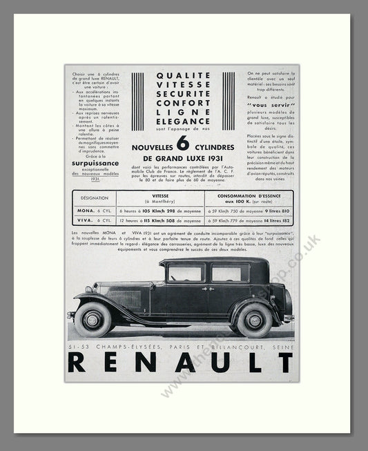 Citroen 6 Cylinders. Original French Advert 1931 (ref AD302312)